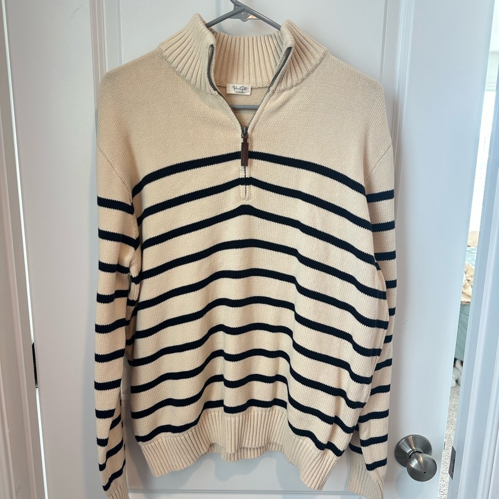 Brandy Melville Aleah cotton striped quarter zip sweater